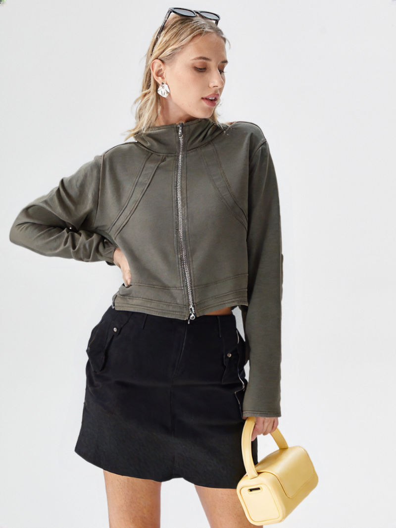 Long Sleeve Zip Up Top - Image 9