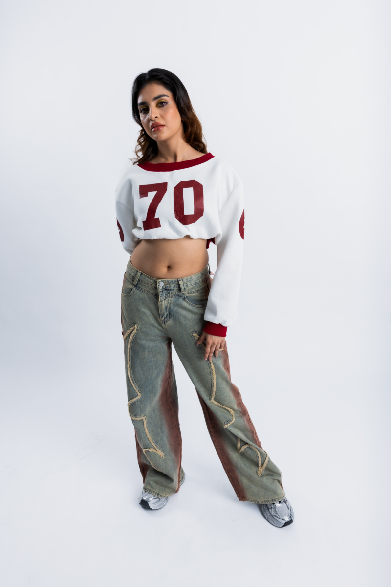 Star Detailed Denim Pant