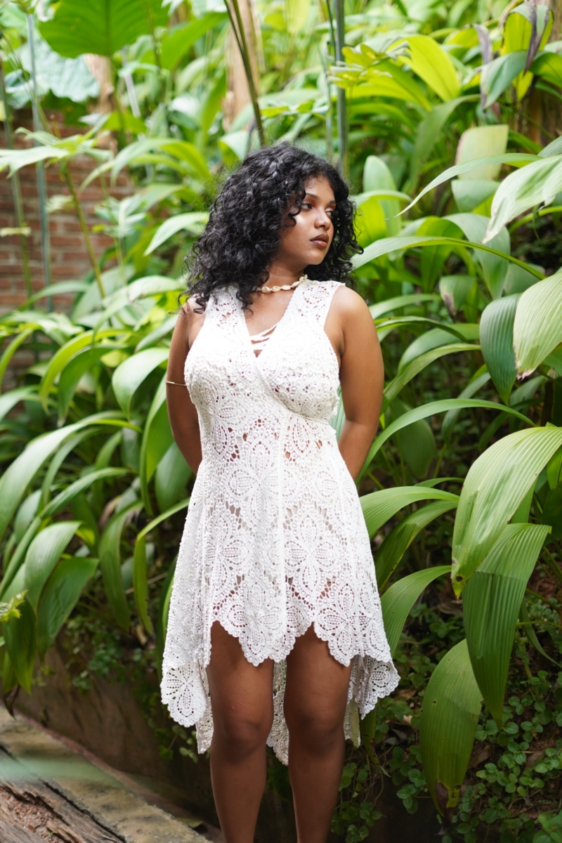 V-Neck Crotchet Dress