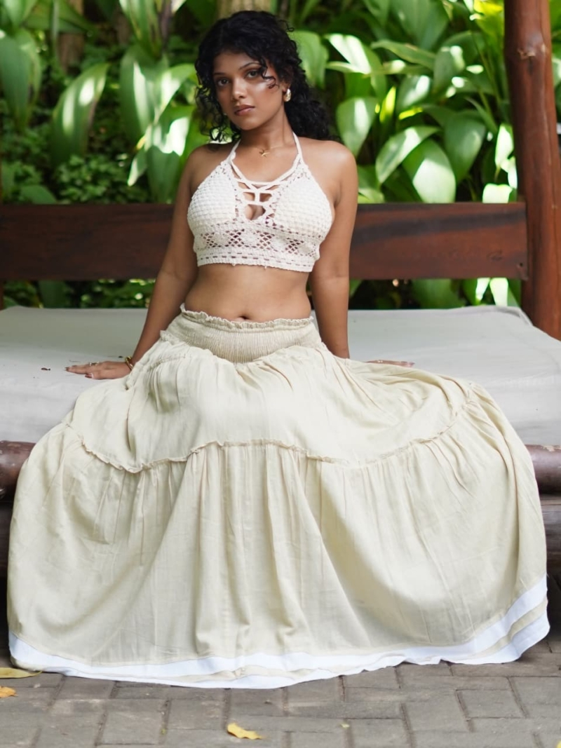 Hem Border Detailed Maxi Skirt