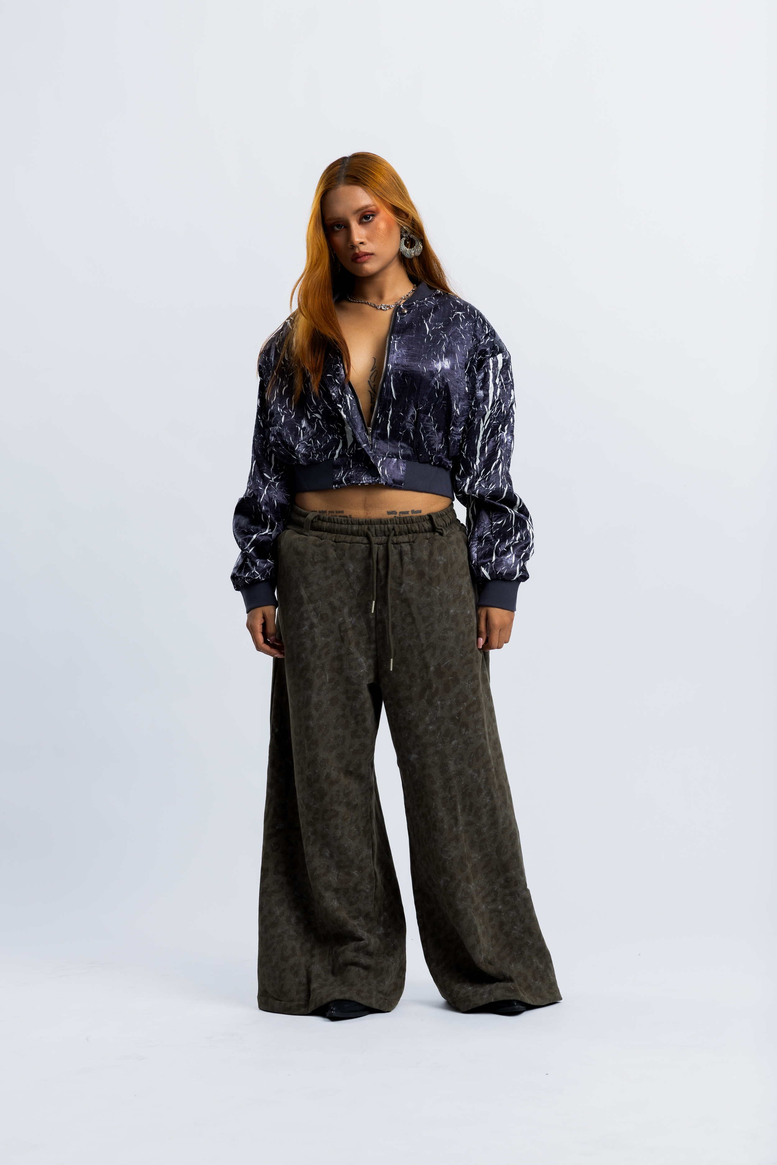 Marble Patterned Zip Up Top